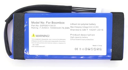 GDDGFVKV Batterie sans fil Bluetooth GSP0931134 01 7,4 V compatible avec haut-parleur Bluetooth JBL Boombox