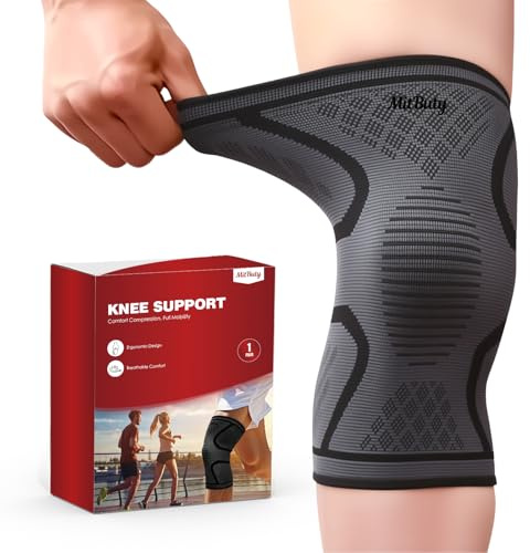 MitButy Knee Support for Women & Men, 2-Pack Knee Brace for Running, Workout, Compression Sleeve for Fitness, Sports & Workout –Knee Sleeve for Basketball & Hiking or Daily Activities (L: 19–22)
