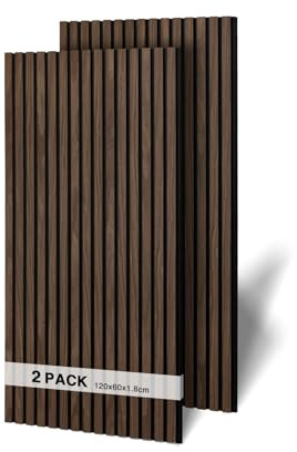 AKK-ART Akustikpaneele Holz 120x60cm-2er Set(1,44m²) 3D Wandpaneele mit Holzfurnier & Filz, Akustik Holzpaneele Wand Für Studio, Wohnzimmer & Büro|Dekorative Wandverkleidung Innen Dunkel Walnuss#11