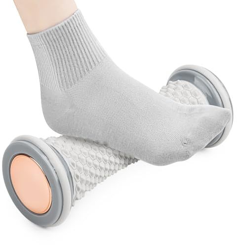 Yooyan Fußmassagerolle für Plantarfasziitis, Tragbarer Gummi Massagerolle zur Linderung Fußgewölbe-Schmerzen Massager Roller für Bogenschmerzen, Heel Spur Stress Relief, Neuropathy(Grau)