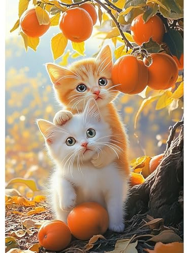 NEWENMO 5D Zwei Süße Katzen Diamond Painting Erwachsene Full Drill Kit | DIY Niedliche Tiere Diamant Painting Bilder,Katzen Diamant Malerei Set,Diamond Art,für Wanddekoration Geschenke,30x40cm