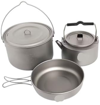 Generisch Kompatibel mit Widesea Camping Titan Geschirr Set Kochgeschirr Tourismus Kessel Outdoor Kochtopf Picknick Küche Wandern Trekking Ausrüstung(Set 2)
