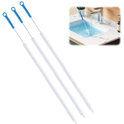 3 st flexibel avloppsborste lång, 72 cm avloppsrengöringsborste | Rörrengöringsborste set för avloppskanaler, flexibel rengöringsborste avlopp för tvättställ, badrum, kök, dusch