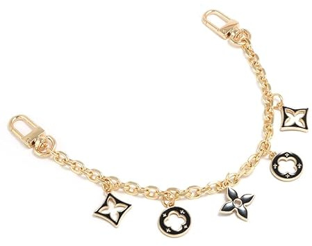 Ersatzkette für Handtasche, 30 cm, kurze Kette, dekorativ, goldfarben, mit Anhänger in Form einer Blume aus Emaille, dekorativer Ersatzgriff für Handtaschen, Umhängetaschen