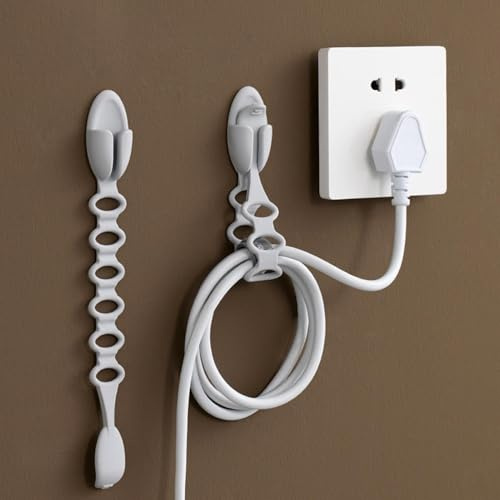 LANQEAOR 2 Pack Adhesive Plug Holder and Cord Wrap, Flexible Wire Organiser for Kitchen Appliances, Cable Tidy Winder for Air Fryers, Toasters and Hair Dryers