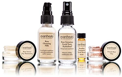 evanhealy Balancing Ritual | Rose Skin Care Set | 5 Piece Travel Face Care Kit for Combination Skin | Skincare Kit with Facial Mask & Gentle Skin Cleanser | Harmonize Oil Imbalance