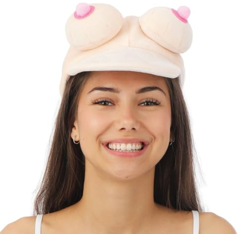 P'TIT CLOWN - 75800 - Brust, Titten, Nippel Kappe - Breast, Boobs Cap - Kostümzubehör - Humor, Karneval, JGA, Mottopartys, Geburtstag, Neujahr - Beige Samt - Erwachsene