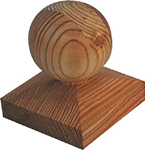 Gartenwelt Riegelsberger Tappo per pali in legno di larice, 90 x 90 mm, per pali fino a 7 x 7 cm, con sfera Ø 7 cm, tappo per pali in larice