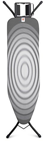 Brabantia - Ironing Board B - with Steam Iron Rest - Medium & Foldable - Adjustable Height - Non-Slip Feet Cotton Cover - Child & Transport Lock - Titan Oval - 124 x 38 cm