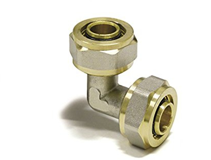 Raccordo a gomito con attacchi a compressione da 16 a 16 mm, per Pert-Al-Pert o Pex-Al-Pex