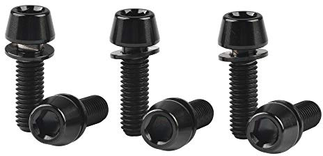 Wanyifa Titanium M5 Bolt with Washer Stem Screw (Black, M5x16mm)