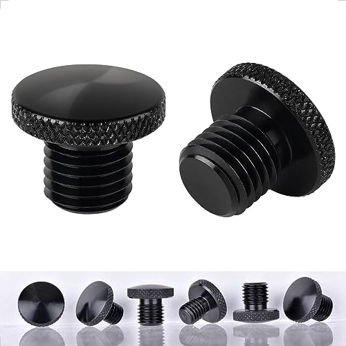 evermotor Motorcycle Mirror Blanking Plugs Bolts M10 for Motorbike CNC Aluminum 10mm Mirror Blanks Black Screw Clockwise Thread x1 +Reverse Thread x1