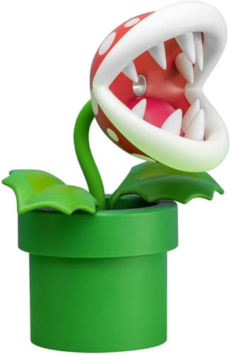 Super Mario Lampada Piranha Plant Lampada da Scrivania con Testa Movibile, LED, USB, 33cm