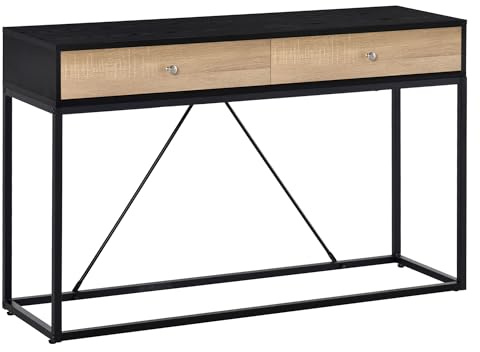 HOMCOM Table de Console Table d'entrée Moderne pour Salon 2 tiroirs Cadre en métal dim. 120 x 35 x 75 cm