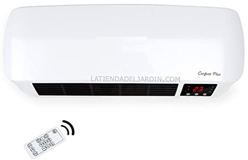 Calefactor cerámico de pared split. Especial baño (IP 22). Dos potencias: 1000-2000W. Modo ventilador. Programable.