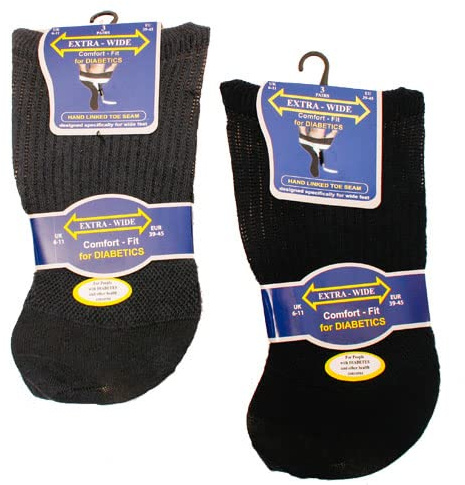 Extra-Wide DIABETIC EXTRA Wide Non Elastic Socks for Swollen Legs and Diabetics Pack of 3 Pairs UK size 6-11 Honeycomb Top Designed for Wide Problematic feet Medical Graded (Dark Assorted) (SE087)