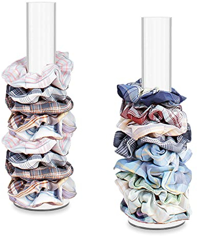 2 Stück Acryl-Scrunchie-Halter, transparente Scrunchie-Display-Organizer, vertikaler Schmuck, Armband, Haargummis, Zubehörhalter für Frauen, Teenager, Mädchen, Geschenke