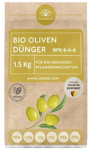 JASKER'S Olivenbaum-Dünger Langzeit 1.5 Kg - Spezialdünger 100% Schnelldünger mit Eisen - Mediterraner Pflanzendünger - Dünger mediterrane Pflanzen - Olivenbaumdünger - Olivendünger