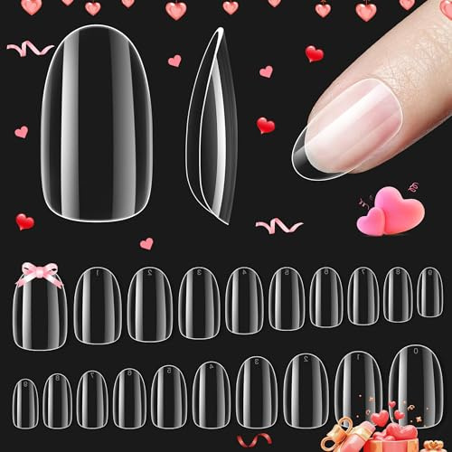 Gel & nail Short Oval Shape 500Pcs Clear Soft Gel Tips for Soak-Off Easy Extensions Acrylic Press-On DIY Nails