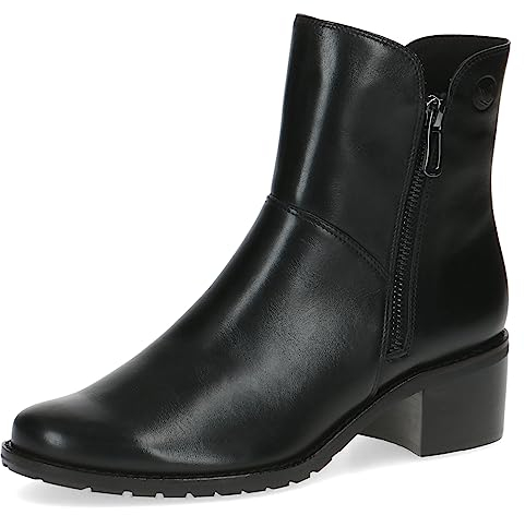 CAPRICE Damen Stiefeletten mit Absatz aus Leder mit Reißverschluss, Schwarz (Black Nappa), 40 EU