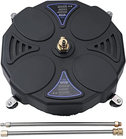 Aim Tools 18 Inch Pressure Washer Surface Cleaner Attachment with 4 Swivel Castors, 3600 PSI Floor Cleaning Power Washer Accessory with 2x16 Extension Wands and 2 Replacement Nozzles