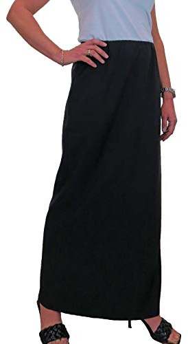 icecoolfashion Women's Elasticated Waist Maxi Skirt Ladies Smart Elegant Full Length Straight Skirt Black (20)