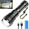 Glarylight Taschenlampe LED Aufladbar 600000 Lumen, LED Taschenlampe Extrem Hell XHP70.2 Taschenlampen Akku USB, Starke Taschenlampe IPX7 Wasserdicht, Zoombar Flashlight für Outdoor NotfäLle
