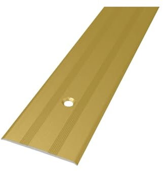 InterProfiles Aluminium Threshold Trim 35mm - Grooved - Gold - Pre-Drilled Screw Fix 0.93m Length (3.05FT) TMW Profiles (Gold)