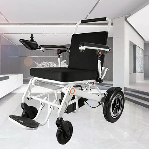 WMDMJT Fauteuil Roulant électrique Pliable (Chargement 100 kg) Fauteuil de mobilité Portable avec Joystick à 360 ° Fauteuil motorisé Tout Terrain Fauteuil électrique,Silver 102x61x95CM-8AH