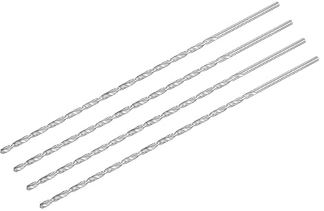 TA-VIGOR 4Pcs 4mm Extra Long Twist Drill Bits 200mm HSS Straight Shank | High Speed Steel Spiral Drill Bits for Wood, Metal, Aluminium and Plastic