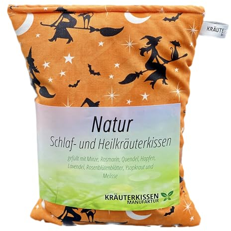 Kräuterkissen, Natur Schlaf- und Heilkräuterkissen,25x20cm, gefüllt mit 8 verschiedenen Heilkräutern,u.a.beruhigende Einschlafhilfe, Design Hocus Pocus