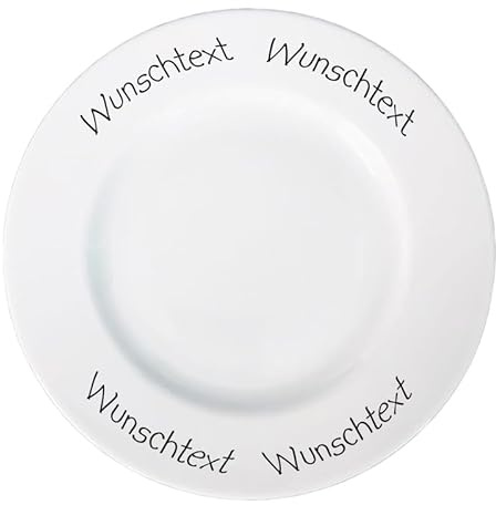 Teller mit Text oder Name bedruckt - Rund oder Eckig - Geschirr mit Wunschtext Wunschnamen selbst gestalten - individuell personalisiert, zwei Zeilen - hochwertiges Porzellan (Frühstücksteller rund)