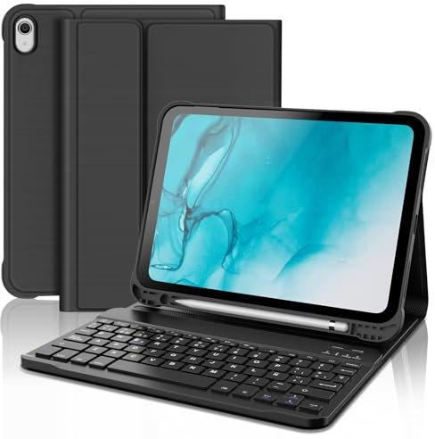FOGARI Teclado para iPad A16 11ª Generación 2025/10ª Generación 10.9 2022 | Funda con Español Ñ Teclado para iPad 10/11 Generacion 11 Pouces 2025, Bluetooth Inalámbrico Desmontable, Negro
