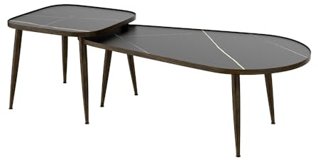 Vicco Couchtisch-Set Manitoba, Schwarz, 105 x 64.5 cm | 2 Teile, platzsparend zusammenklappbar und vielseitig kombinierbar