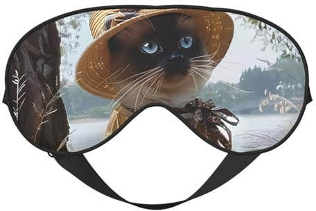 Schlafmaske, Katze im Sonnenhut, Augenmasken für Schlaf, Schlafmasken für Frauen und Männer, Verdunkelungs-Augenabdeckungen für Reisen/Schlafen
