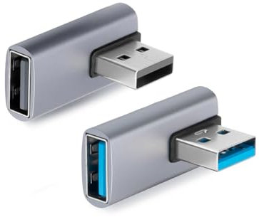 90 Gradi Angolo USB 3.1 Adattatore, 2 Pezzi Adattatore da USB C a USB 3,1 a 90 gradi, Adattatore di espansione USB 3.1, 10 Gbps USB A Maschio a Femmina Connettore, per PC, laptop, caricatore USB A