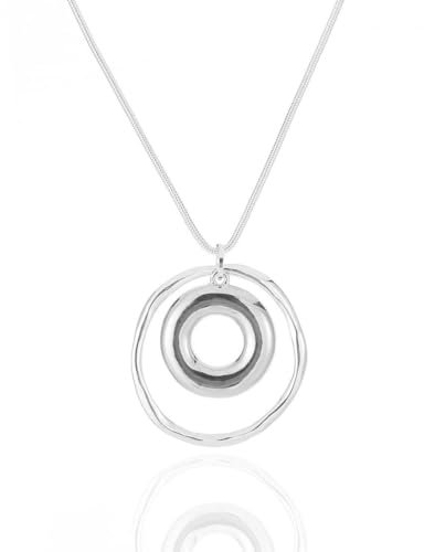 Caiduoduo Halskette geometrischer Doppelring Cropped Anhänger Pulloverkette