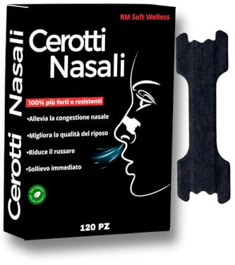 RM SOFT WELLNESS 120 Cerotti Nasali Respira Bene, Rimedi Antirussamento, Congestione Nasale, Cerotti Nasali Sport per Respirare Meglio dal Naso, Libera il Respiro, Migliora la Tua Vita, Nasal Strips