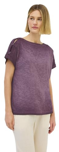 T-shirt med knappdetalj, Mulberry Red, M