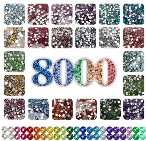 Tutamaz Lot de 80000 pierres de peinture diamant rondes à paillettes Accessoires Diamants décoratifs Hotfix Strass pour Diamond Painting Pierres précieuses rondes Décoration ongles Bricolage