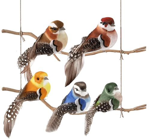 GIFANEO 5 Stück Vogel Deko,ünstliche Vögel Ornamente,Dekorative Vöge, Vogel-Dekoration, Outdoor-Deko-Vögel, Geeignet für Ostern,Garten,Party,Hochzeit Handwerk Dekorationen.