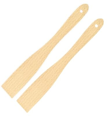 Fackelmann Lot de 2 spatules de cuisine en bois 30 cm | Mélange précis sans abîmer vos plats, Lot de 2 spatules pratiques, Bois naturel, Longueur 30 cm, Pour remuer retourner servir