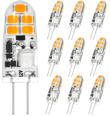 I-SHUNFA Ampoules LED G4,Blanc Chaud 2700K 1.2W Ampoules LED 12V Remplacement des Ampoules Halogènes 10W-15W,Pas de Variateur,Petites Ampoule LED pour Hotte,Cuisine(Lot de 10)