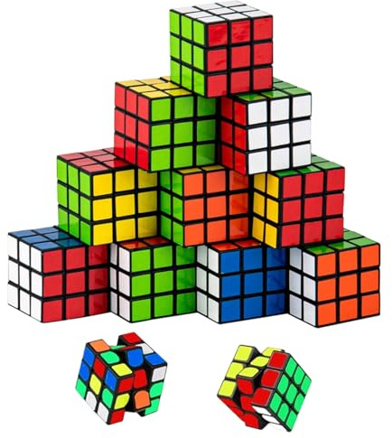 Mini Zauberwürfel Set, 12 Stück 3x3 cm, Rubiks Cube für Kinder, Reisespiel und Geburtstagsgeschenk, Fördert Kognitive Entwicklung und Logisches Denken