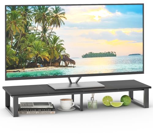 aboxoo 114,3 cm (45 Zoll) TV-Erhöhung mit Licht für 81,3–152,4 cm (32-60 Zoll) Fernseher, TV-Erhöhung, Computer-Monitor-Tisch für Zuhause, Wohnzimmer, Arbeitszimmer, Büro (schwarz)