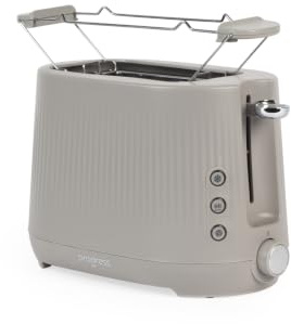 Progress Mellow Grille-pain 2 tranches, 6 niveaux, 750 W | Fonctions décongélation/réchauffage/arrêt, grille réchauffe-viennoiseries, tiroir ramasse-miettes amovible, format compact