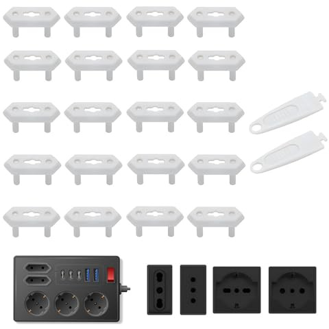 Set da 20+2 Chiavi Copriprese per Bambini (3° Generazione) Protezione Prese Corrente, Copri Presa Universali, Tappi Antiscossa, Sicurezza Casa, Protezioni per Bambini, Proteggi Prese Per Bambini