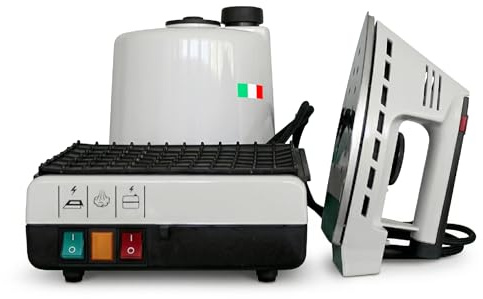 GREENELF Ferro da Stiro a Vapore con Caldaia Professionale 1,9L - Made in Italy, Sistema Stirante Semi-Industriale 4,5 Bar, Autonomia 4 Ore, Caldaia in Alluminio Saldata TIG Anti-Calcare, Piastra Inox