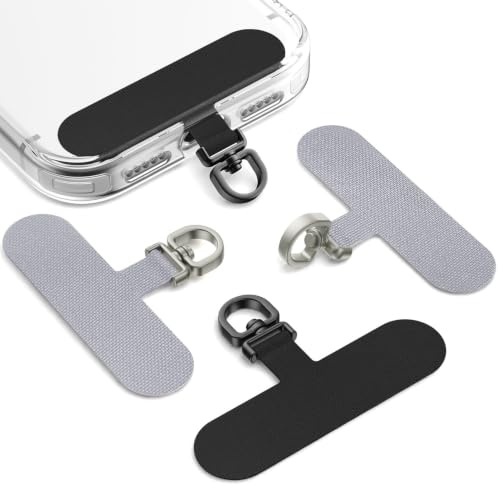 SURPHY 4Pcs Phone Tether Tab, Soft Fabric 360° Rotatable Metal Phone Clip | Extended length design Universal Lanyard Clip Compatible with Most Phone Strap Lanyard