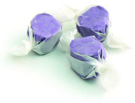 Sweet Candy Company Salt Water Taffy Individually Wrapped - Salt Water Taffy Candy Bulk, Old Fashioned Huckleberry Flavor, Soft and Chewy, Single Flavor Assortment - 3 lb Bag, Huckleberry Flavored